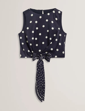Veiraa knot detail sleeveless top in navy