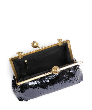 Sequinz sequin clutch in navy