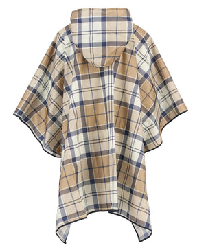 Portree poncho in hessian and navy