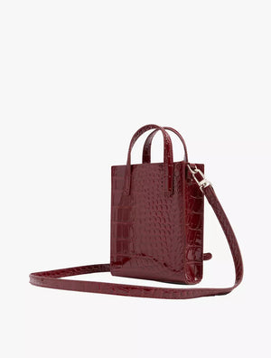 Wenissa croc effect mini Icon bag in wine