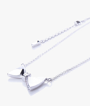Tessla crystal tux bow pendant in silver