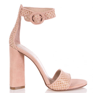 Giselle Suede and Glitter Sandal in Nude