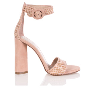 Giselle Suede and Glitter Sandal in Nude