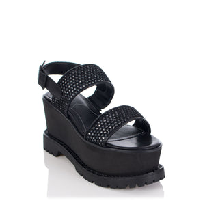 Cady Platform Wedge Sandals in Black