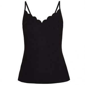 Siina Scalloped Neck Cami in Black