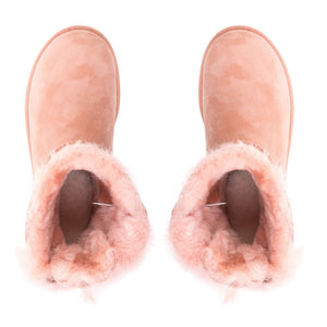 Fluff bow mini boot in peach