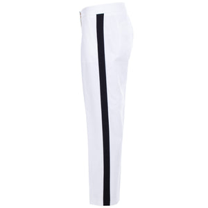 Cropped side panel trousers in white