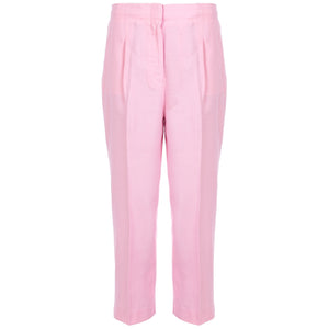 Linen cropped pant in pink