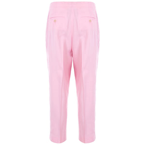 Linen cropped pant in pink