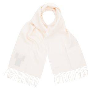 Plain lambswool scarf in cream