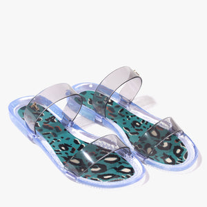 Jelley teal leopard print jelly sandal