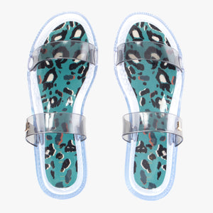 Jelley teal leopard print jelly sandal
