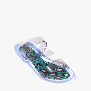 Jelley teal leopard print jelly sandal