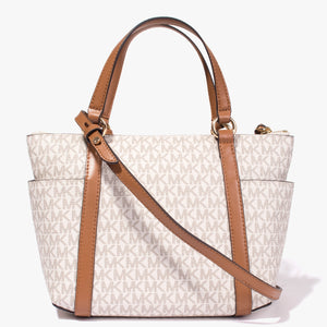 Sullivan MK logo tote in vanilla & acorn