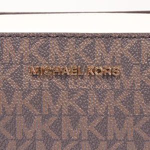 MK logo camera bag in brown & soft pink