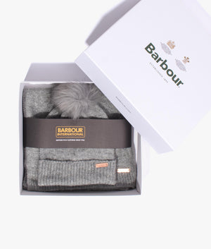 Sparkle beanie and scarf set in grey marl