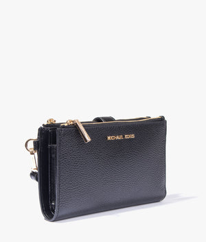 Jet set leather smartphone wallet in black