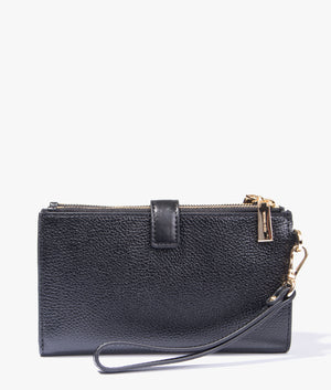 Jet set leather smartphone wallet in black