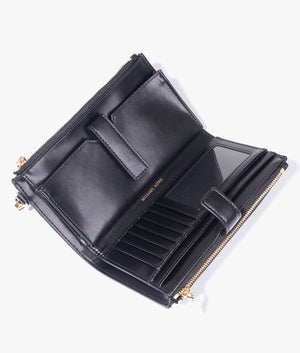 Jet set leather smartphone wallet in black