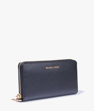 Crossgrain leather smartphone wristlet in black