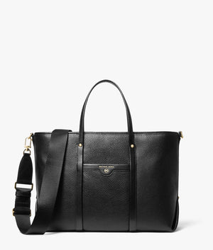 Beck pebble leather shopper in black