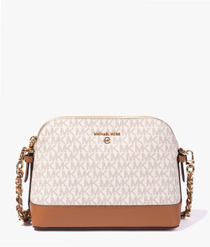 Jet set charm crossbody in vanilla & acorn