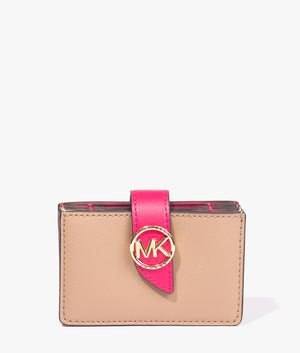 Michael Kors Greenwich accordian card case in in ruben red