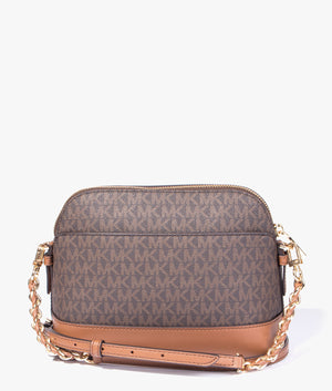 Jet set charm dome crossbody in brown & luggage