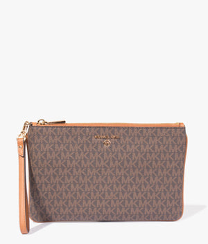 Jet set charm large clutch in brown & acorn