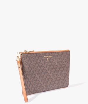 Jet set charm large clutch in brown & acorn