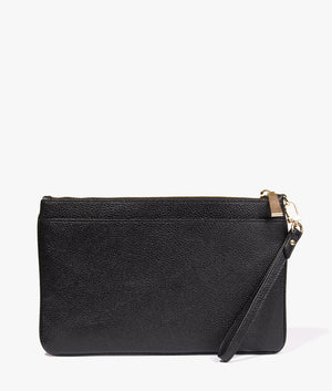 Jet set charm large zip clutch in black