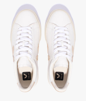 Campo chrome free leather trainer in white & almond