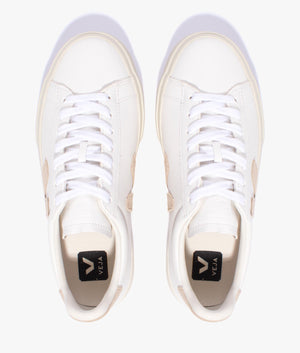 Campo chrome free leather trainer in white & almond