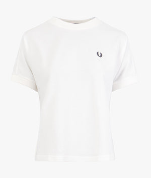 Boxy pique tee shirt in white