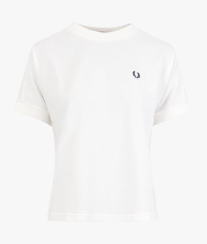 Boxy pique tee shirt in white