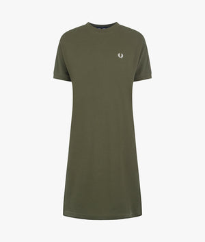 Fred Perry | Boxy pique t-shirt dress in military green | EQVVS Womens Fred Perry | Boxy pique t-shirt dress in military green | EQVVS Womens