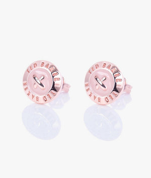 Eisley Enamel Button Earrings in Pink.