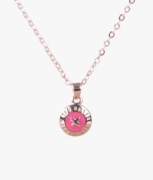 Elvina Enamel Button Necklace in Fuchsia