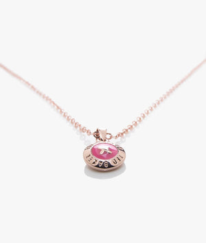 Elvina Enamel Button Necklace in Fuchsia