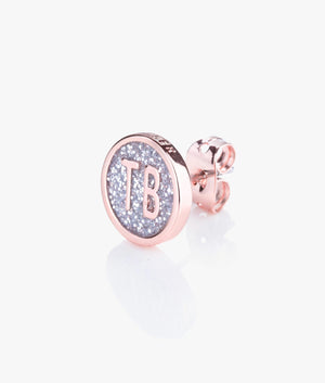 Dollsa Dolly Mix Round Studs in silver glitter.