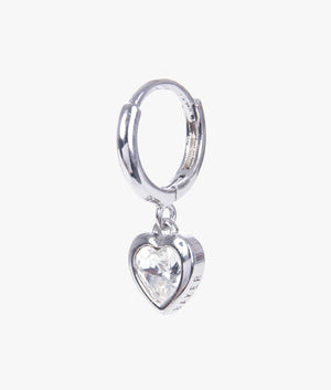 Hanniy crystal heart huggie earrings in silver