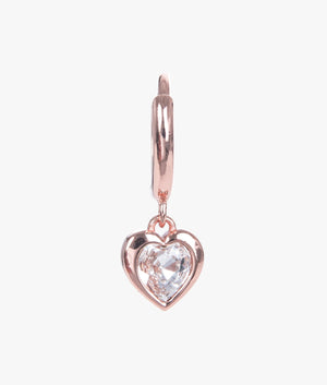 Hanniy crystal heart huggie earrings in rosegold.