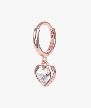 Hanniy crystal heart huggie earrings in rosegold.