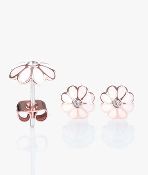 Daraeh daisy stud earrings in rose gold & pink.