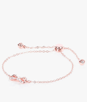Carsaa petite bow drawstring bracelet in rose gold