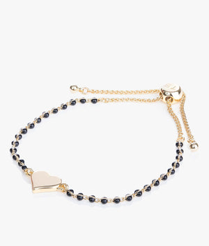 Rainba heart bracelet in gold and black.