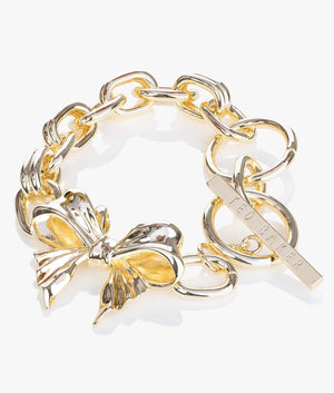 Rossah bow chain bracelet in pale gold