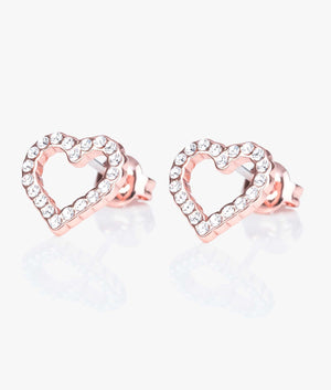 Leenah crystal heart stud earrings in rose