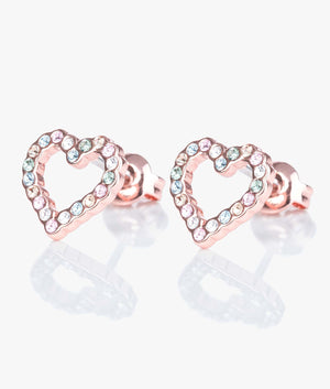 Leenah crystal heart stud earrings in rose and pastel multi