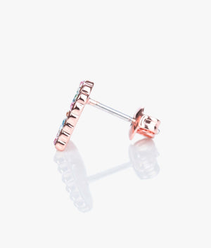 Leenah crystal heart stud earrings in rose and pastel multi